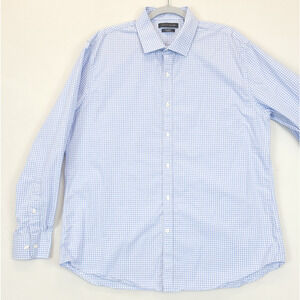 Tommy Hilfiger Button Down Shirt Gingham Plaid Men XL 17 34/35 Blue Long Sleeve